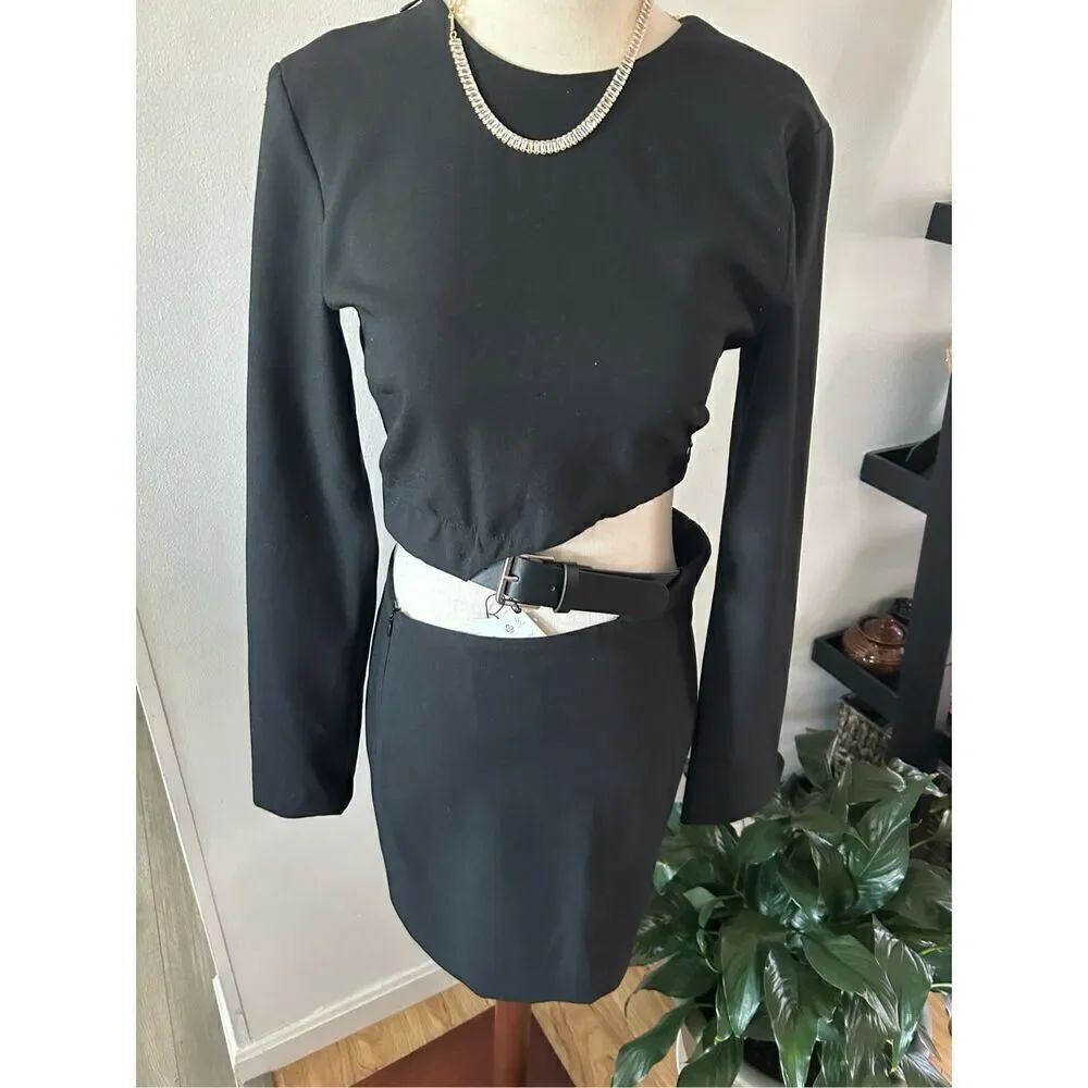 Zara black stylish belt dress size small